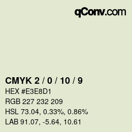 颜色代码: CMYK 2 / 0 / 10 / 9 | qconv.com