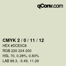 カラーコード: CMYK 2 / 0 / 11 / 12 | qconv.com