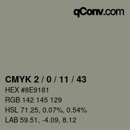 Color code: CMYK 2 / 0 / 11 / 43 | qconv.com