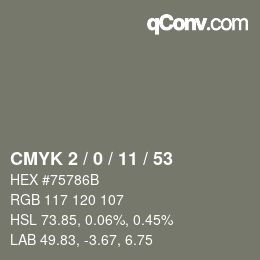 Color code: CMYK 2 / 0 / 11 / 53 | qconv.com