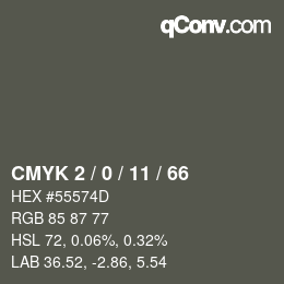カラーコード: CMYK 2 / 0 / 11 / 66 | qconv.com