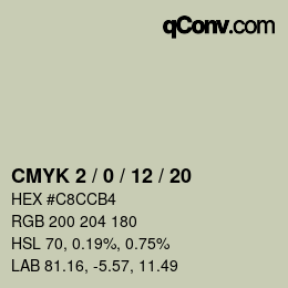 カラーコード: CMYK 2 / 0 / 12 / 20 | qconv.com