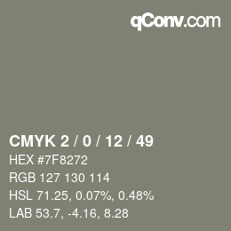 颜色代码: CMYK 2 / 0 / 12 / 49 | qconv.com