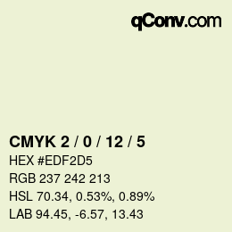颜色代码: CMYK 2 / 0 / 12 / 5 | qconv.com