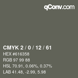 Color code: CMYK 2 / 0 / 12 / 61 | qconv.com