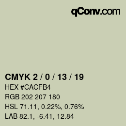 カラーコード: CMYK 2 / 0 / 13 / 19 | qconv.com