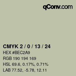 カラーコード: CMYK 2 / 0 / 13 / 24 | qconv.com