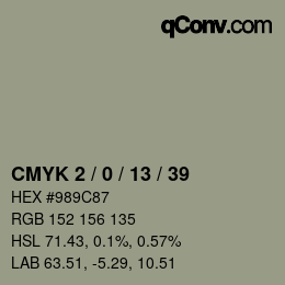 Color code: CMYK 2 / 0 / 13 / 39 | qconv.com