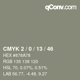 颜色代码: CMYK 2 / 0 / 13 / 46 | qconv.com
