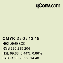 カラーコード: CMYK 2 / 0 / 13 / 8 | qconv.com