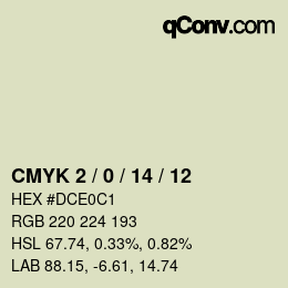 Code couleur: CMYK 2 / 0 / 14 / 12 | qconv.com