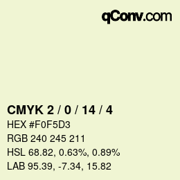 颜色代码: CMYK 2 / 0 / 14 / 4 | qconv.com