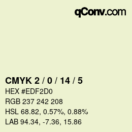 颜色代码: CMYK 2 / 0 / 14 / 5 | qconv.com