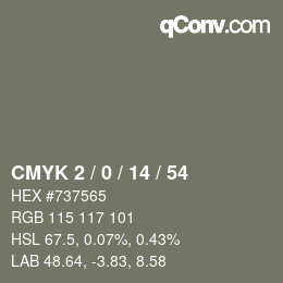 Color code: CMYK 2 / 0 / 14 / 54 | qconv.com