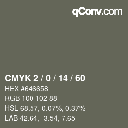 カラーコード: CMYK 2 / 0 / 14 / 60 | qconv.com