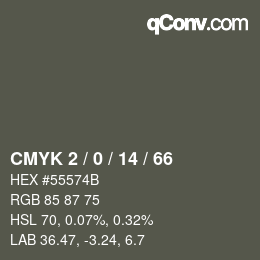 Color code: CMYK 2 / 0 / 14 / 66 | qconv.com