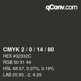 カラーコード: CMYK 2 / 0 / 14 / 80 | qconv.com