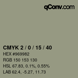 Código de color: CMYK 2 / 0 / 15 / 40 | qconv.com