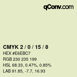カラーコード: CMYK 2 / 0 / 15 / 8 | qconv.com