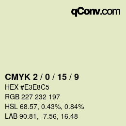 カラーコード: CMYK 2 / 0 / 15 / 9 | qconv.com