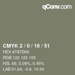 颜色代码: CMYK 2 / 0 / 16 / 51 | qconv.com