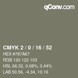 Color code: CMYK 2 / 0 / 16 / 52 | qconv.com