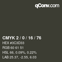 Color code: CMYK 2 / 0 / 16 / 76 | qconv.com