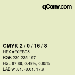 颜色代码: CMYK 2 / 0 / 16 / 8 | qconv.com