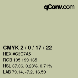 Farbcode: CMYK 2 / 0 / 17 / 22 | qconv.com