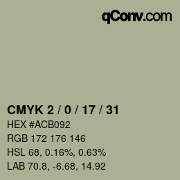 Code couleur: CMYK 2 / 0 / 17 / 31 | qconv.com