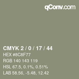 颜色代码: CMYK 2 / 0 / 17 / 44 | qconv.com