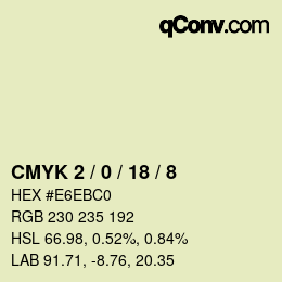カラーコード: CMYK 2 / 0 / 18 / 8 | qconv.com