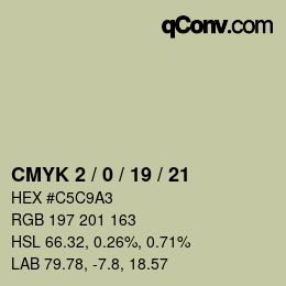 Code couleur: CMYK 2 / 0 / 19 / 21 | qconv.com
