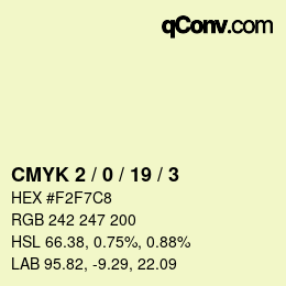 カラーコード: CMYK 2 / 0 / 19 / 3 | qconv.com