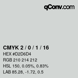 カラーコード: CMYK 2 / 0 / 1 / 16 | qconv.com