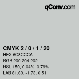 カラーコード: CMYK 2 / 0 / 1 / 20 | qconv.com