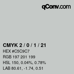 颜色代码: CMYK 2 / 0 / 1 / 21 | qconv.com