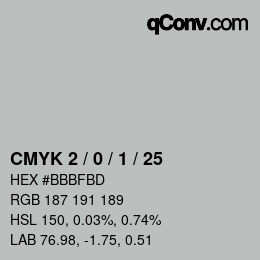 カラーコード: CMYK 2 / 0 / 1 / 25 | qconv.com