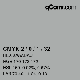 颜色代码: CMYK 2 / 0 / 1 / 32 | qconv.com