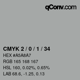 Color code: CMYK 2 / 0 / 1 / 34 | qconv.com