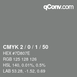 Color code: CMYK 2 / 0 / 1 / 50 | qconv.com