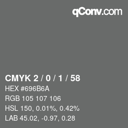 Color code: CMYK 2 / 0 / 1 / 58 | qconv.com