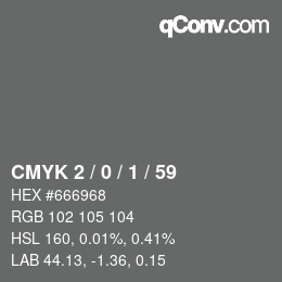 カラーコード: CMYK 2 / 0 / 1 / 59 | qconv.com