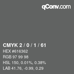 Color code: CMYK 2 / 0 / 1 / 61 | qconv.com