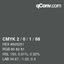 カラーコード: CMYK 2 / 0 / 1 / 68 | qconv.com
