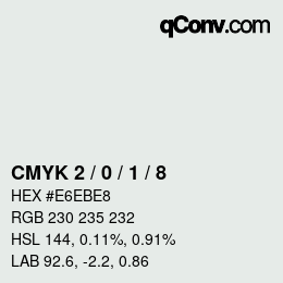 Código de color: CMYK 2 / 0 / 1 / 8 | qconv.com