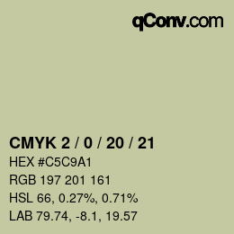 カラーコード: CMYK 2 / 0 / 20 / 21 | qconv.com