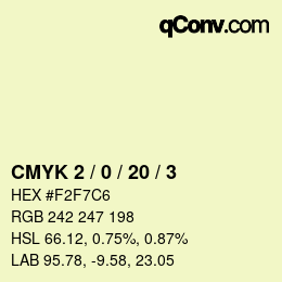 Código de color: CMYK 2 / 0 / 20 / 3 | qconv.com