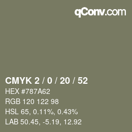 颜色代码: CMYK 2 / 0 / 20 / 52 | qconv.com