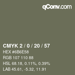 カラーコード: CMYK 2 / 0 / 20 / 57 | qconv.com